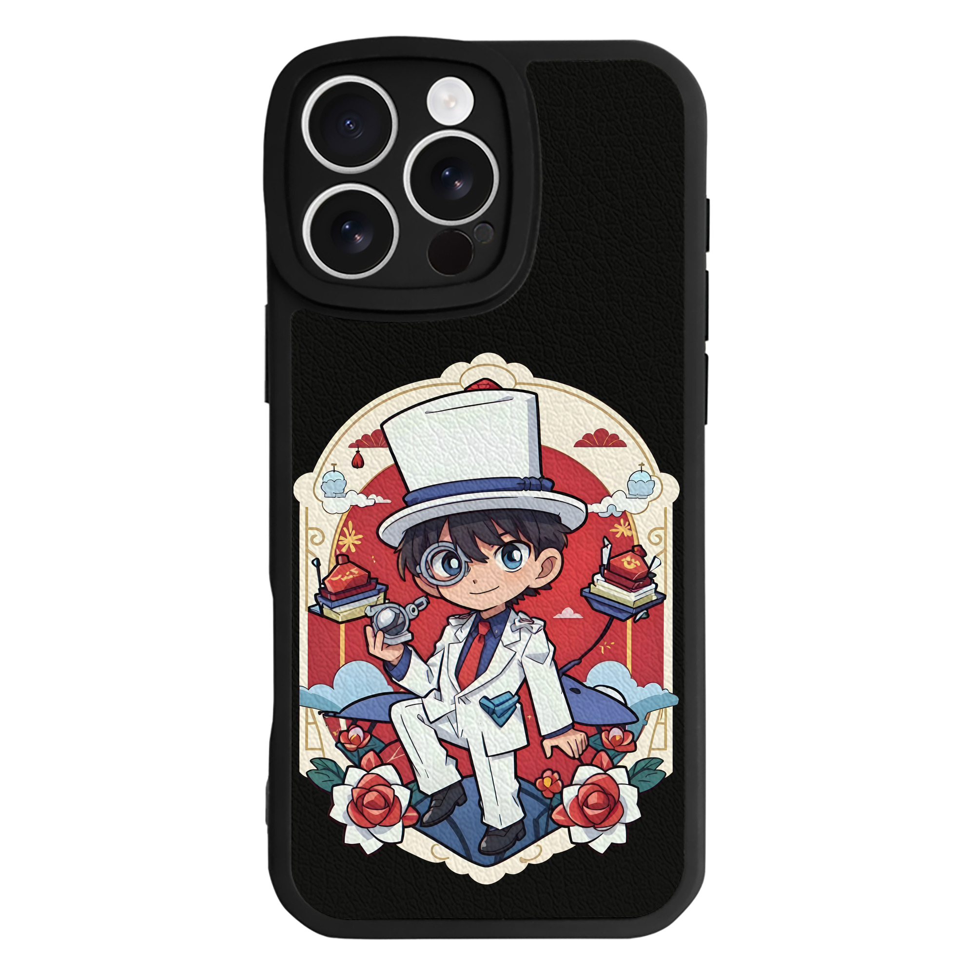 （画像用） 名探偵コナン くろば かいと Detective Conan Kuroba Kaito 【iPhone 16シリーズ対応】シリコンスマホケース（レザー調） 材質：シリコン